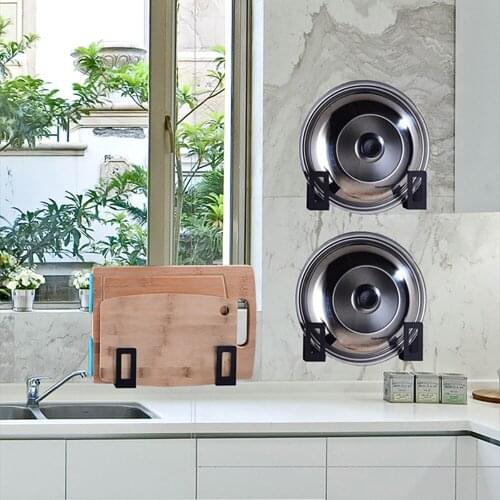 Pot Lid Plate Holder Rack Pan Cover Wall Mount Hanging Rack Kitchen Utensil Organizer Cutting Boards Storage Holder Hanger Hooks