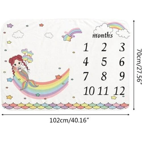 Baby Monthly Record Growth Milestone Blanket Newborn Soft Flannel Swaddle Wrap Q1FE