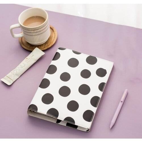 Lovedoki A5 Journal Binder Dot Pattern Notebook Soft PU Diary Cover 6-ring Planner Budget Book Office Supplies