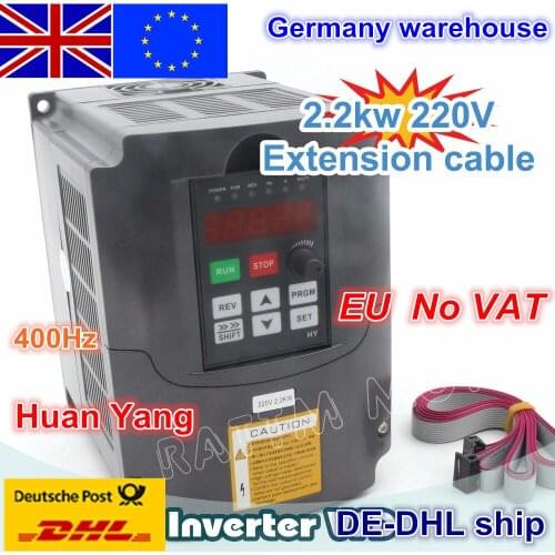 EU ship free VAT 2.2KW 3HP 220V Inverters & Converters Variable Frequency Drive VFD Inverter VSD speed control for CNC Router
