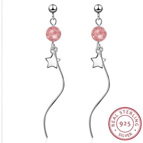 Delicate 925 Sterling Silver Chain Earrings Star Wave Long Tassel Earrings For Women Gift pendientes oorbellen S-E950