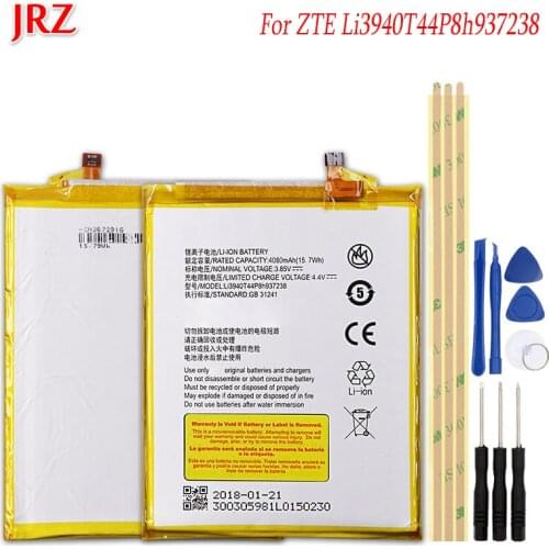 JRZ 3.85V 4080xmAh Li3940T44P8h937238 battery For ZTE Blade Z982 Z MAX ZMAX phone Replacement Batteries Bateria with Tools Set