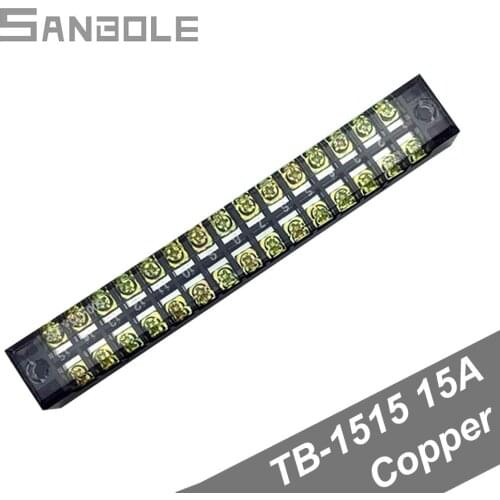 Terminal Block TBC-1515/TB-1515 Fixed Type with screws 15A 600V 15 Position 0.5-1.5mm2 Connection Electrical Copper