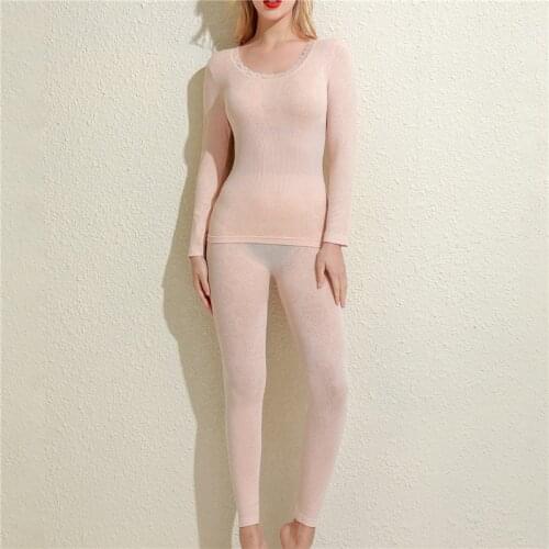 Women Thermal Underwear Set Ladies Clothes Seamless Long Sleeve O Neck Top Long Comfortable Autumn Winter Underwear Set