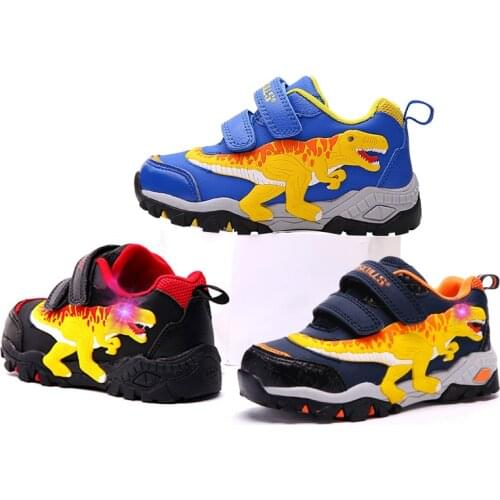 Dinoskulls Children Shoes 3D Dinosaur LED Boys Sneakers Light Up Sport Tennis Kids Trainers 2020 Autumn Baby Boy Shoes
