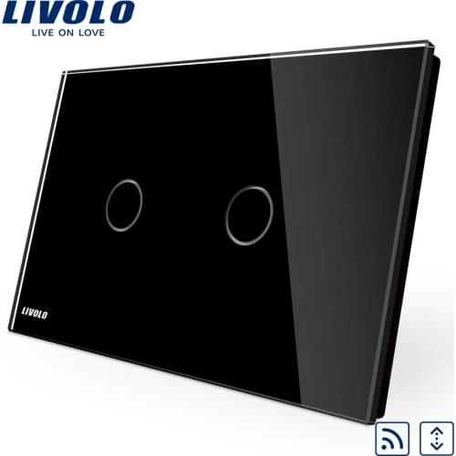 Livolo AU US C9 standard Wireless Switch,Black Glass Panel Touch Screen, Dimmer and Remote Home Wall Light Switch,dim up down