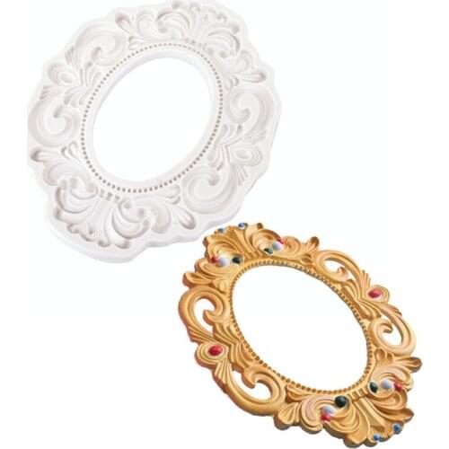 Minsunbak Large Frame Fondant Silicone Mold DIY European Photo Frame Cake Decoration Tool Baking Tools