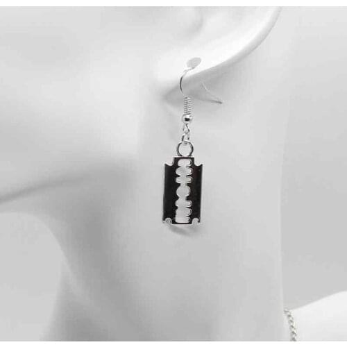 Fashion punk metal blade pendant earrings, mens shaver ladies earrings, hip-hop rock party gift jewelry