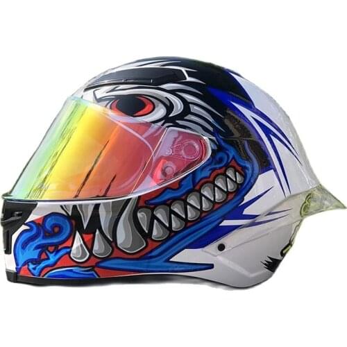 New Arrival Women and Men Full Face Motorcycle Helmet With Gold Visor BigWing Racing Blue White Color Helmet Casco Casque