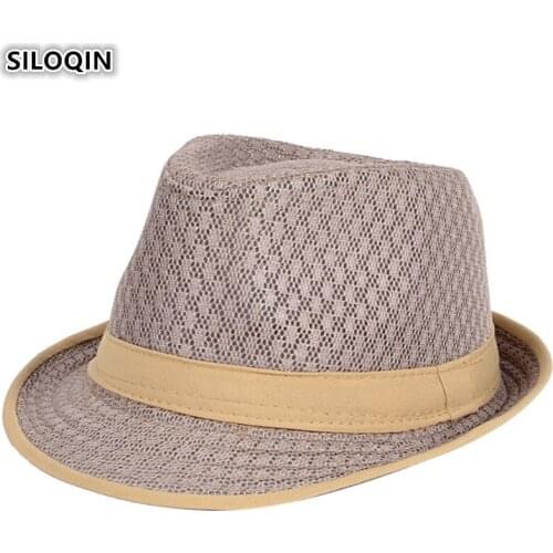 SILOQIN Adult Mens Fedoras Straw Hat 2019 New Summer Mesh breathable Fashion Jazz Hats For Men Sunscreen Sunshade Hip Hop Caps