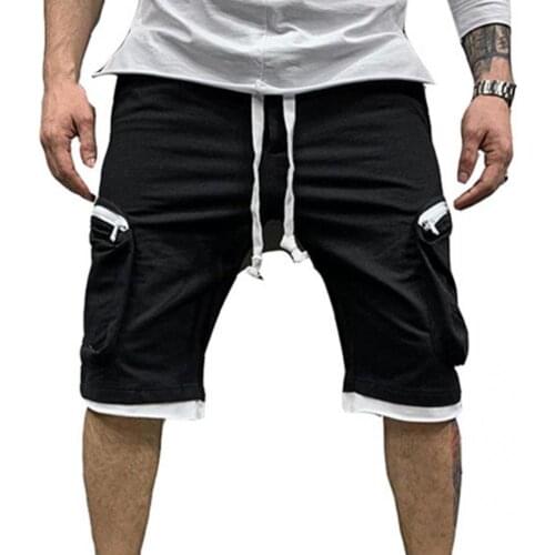 Soft Trendy Wide Leg Straight Sweat Shorts Men Casual Shorts Multi Pockets Streetwear