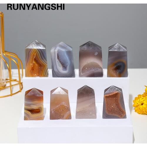 1PC Natural Quartz Tower Ornaments Mineral Collection Agate Crystal Cave Energy Gem Home Decoration