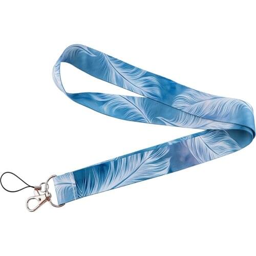 Feathers Neck Strap Keychain Lanyard For Keys ID Card Badge Holder DIY Hanging Rope Webbing Ribbon Mobile Phone Accessories