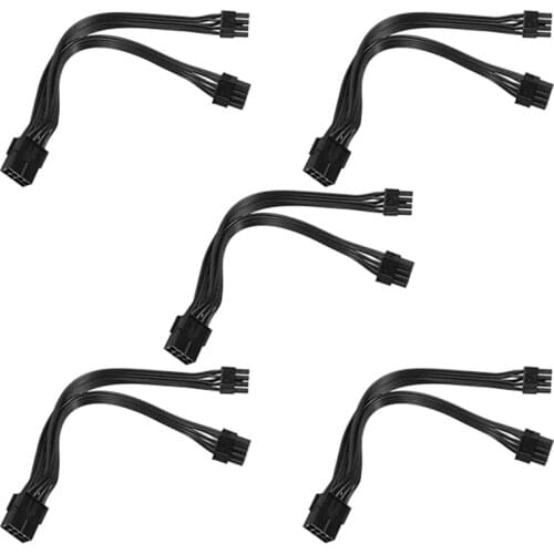 GPU Power Cord 8Pin to 2 Pin + 6 Pin Copper Tinned Wire Power Cord is Suitable for GPU with 8-Pin Interface,5PCS