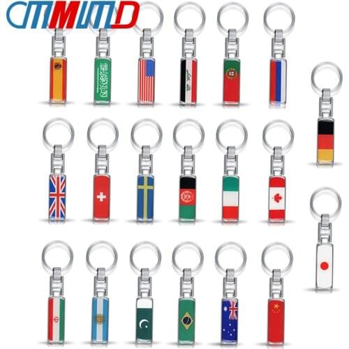 Car Styling 3D Metal Key Chain Key Ring for Russia Italy England German Spain France USA Flag KeyChain car accessories