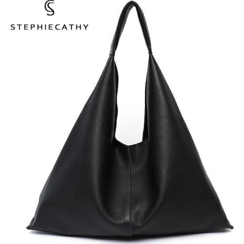 SC Natural Cowhide Large Shoulder Hobo Bags For Women Luxury Designer Tote Bucket Female Soft Genuine Leather Casual Handbags