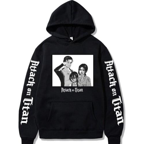 Funny Anime Hoodie Men Attack on Titan Hip Hop Top Tees Male