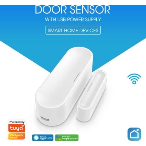 Tuya Zigbee/WIFI Smart Door/Window Garage Sensor Battery Powered Or USB Charge Works With TUYA Smart Hub
