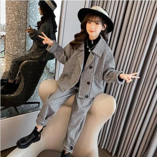 2021 Spring Formal Children Clothes Suit Fashion Casual Girls Costume Kids Coats Pants Clothes Set Top Quality 2 Pcs Sets
