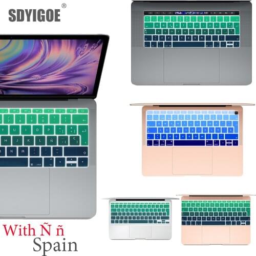 Spanish Color laptop Keyboard cover Protector for Macbook Pro13 A2159 touch bar A1706/A1466 A1707/A1990/A1398/A1534/A1932 EU-Key