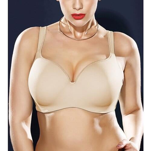 Womens Smooth Full Coverage T-Shirt Bra 34 36 38 40 42 44 B C D E F Push Up Seamless Daily Bra Underwired Supportive Underwear