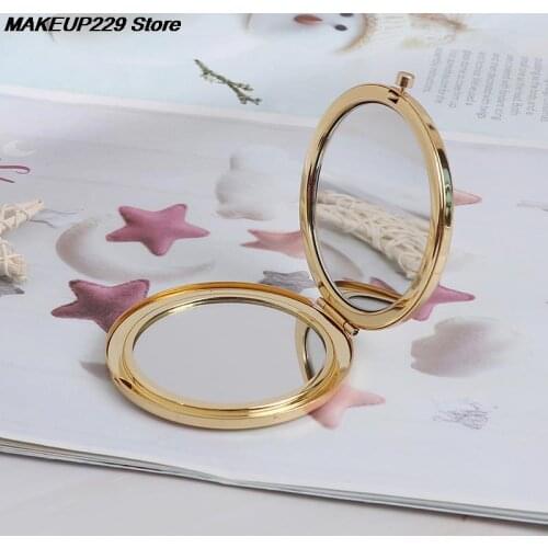 1PC Portable Double Side Mirro Fashion Women Ladies Make Up Mirror Cosmetic Folding Compact Pocket With Makeup Tool Nice Gift