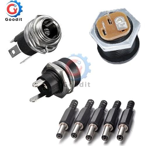 10PCS DC Power Connector pin 2.1x5.5mm Female Plug Jack + Male Plug Jack Socket Adapter PCB Mount DIY Adapter Connector 2.1X5.5