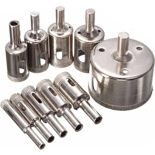 10pcs Diamond Drill Bits Set 8mm-50mm Diamond Tools Hole Saw For Glass Marble Tile Ceramics Electric Drilling Tool Accessories