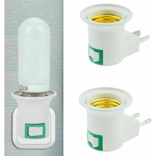 10pcs E27 Screw Base LED Light Male Socket to US EU Type Plug Adapter Converter