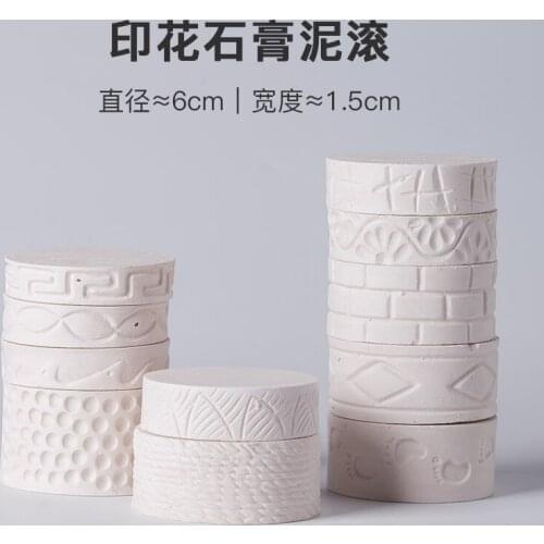 11pcs/set Gypsum Carved Texture Printing Polymer Mud Rolling Embossed Flower Pattern Modeling Board DIY Pottery Clay Craft