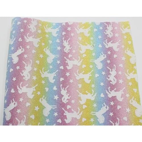 12.2" x 8.2" Horse Printed Glitter Leather Vinyl Fabric with Soft Color Matching Backing for Accessories Bows DIY Shoes Bags