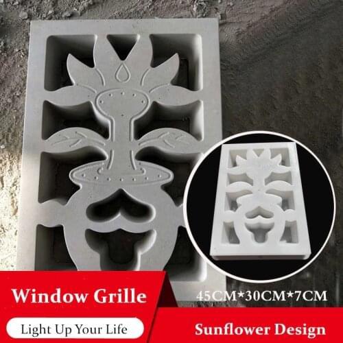 45cm/17.72in Good Quality Classic Simple Tulip Flower But Shape Design Hollow Strong Plastic Concrete Thick Window Grille Mold