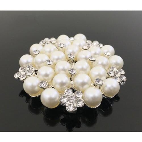 50pcs Round Flower Pearl Crystal strass Rhinestone Applique Wedding Dress Invitation Shoes Bag Belt Decor Earring Embellishment