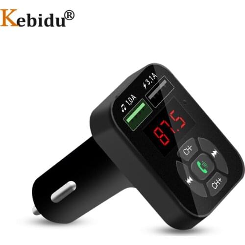 3.1A Quick Charge Car Phone Charger Bluetooth Handsfree Car Kit FM Transmitter Dual USB Aux Modulator Car MP3 Player Adapter