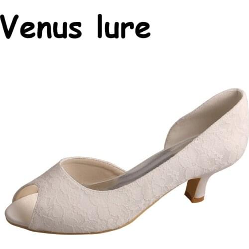 Custom Handmade Plain White Shoes Bride 5cm Heel for Wedding Size 8