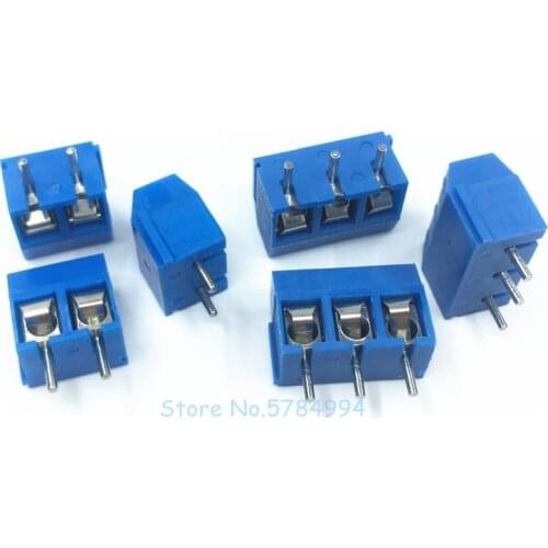 Free shipping 100PCS KF301-2P KF301-5.0-2P/3P/4P KF301"- "Screw 2Pin 5.0mm Blue Straight Pin PCB Screw Terminal Block Connector