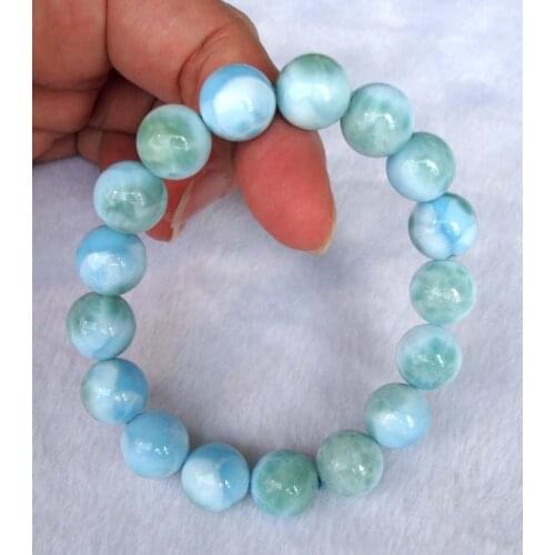 Free Shipping Natural Larimar Round 12mm Beads Bracelet Women Jewelry Accessories Weddings Parties Birthday Gift