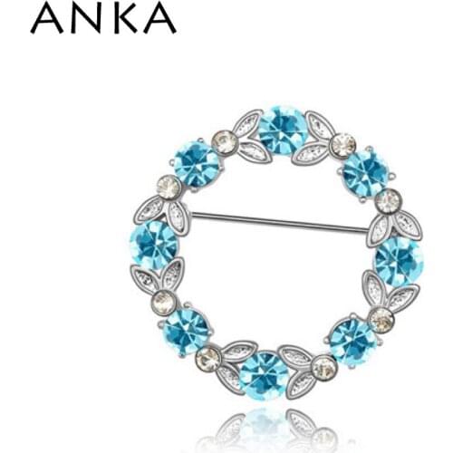 ANKA High Quality Hollow Flower Round Brooch Pin Crystal Wreath Jewelry Rushed Brooch Wedding Dress Hijab #87681