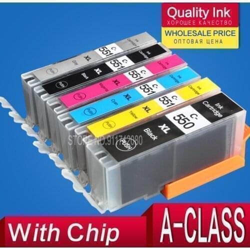 6 Color Compatible for Canon iP8750 MG6350 MG7150 MG7550 Cartridge Ink Pixma Printer PGI550