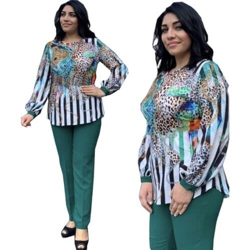 2 Piece Sets Africa Clothing Women Plus Size Pant Suits Ladies Business Office Shirt Tops+pants Suits African Set For Ladies