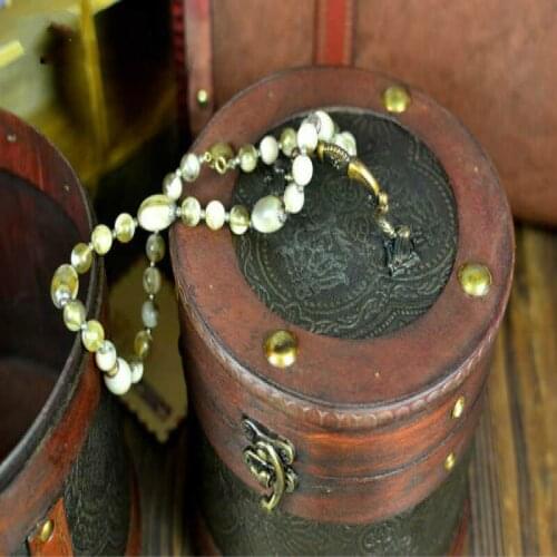 Antique round wooden box barrel-shaped tea pot retro storage box creative Chinese gift box antique tea round tin containers
