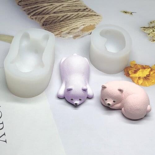 Creative Cute Sleepy Bear Cake Hug Bear DIY Ice Cream Aromatherapy Gypsum Candle Silicone Mold for Soap Making Tools Home Crafts