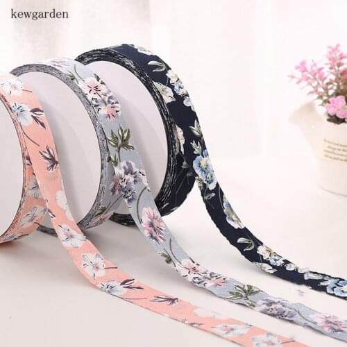 Kewgarden Wholesale Printed Floral Chiffon Ribbons 25mm 1" Handmade Tape DIY Bowknot Satin Ribbon Riband 25 Yards