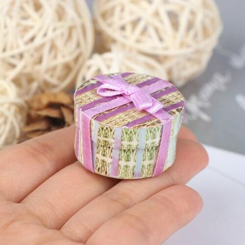 1/12 Scale Miniature Dollhouse Christmas Bow Gift Box Pretend Play Mini Doll House Furniture Decoration Accessories