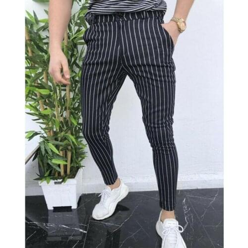 Men Pants Men Clothing Stripe Printing Long Men Casual Fashion Business Formal Slim Fit Trousers Mens Fashion Pants for Men