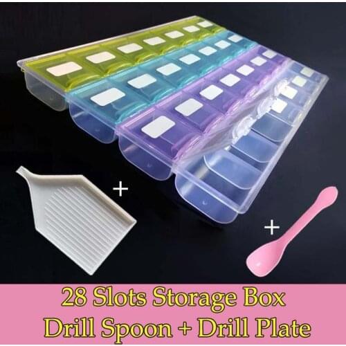 28 Slots Diamond Embroidery Storage Box 5D Diamond Painting Tools Cross Stitch Full Drills Plate Spoon Diamond Painting kits DIY