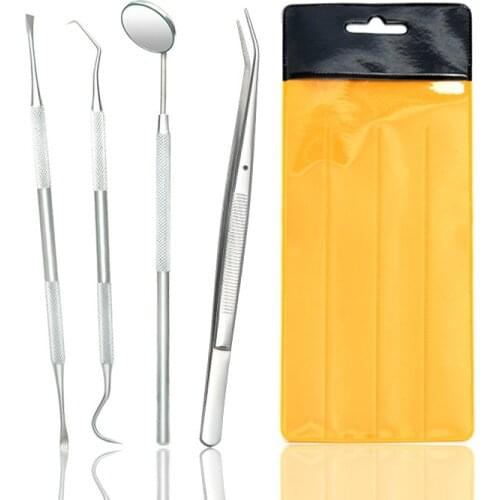 4pcs Stainless Steel Dental Tools Kit Teeth Tartar Scraper Mouth Mirror Dentists Pick Tool Teeth Scaler for teeth whitening kit