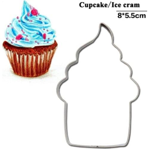 New Cupcake Ice Cream Cookie Stencils Pancake Biscuit Cookie Cutter Tools Baking Pastry Modelling Tools Birthday Biscuits Stamp