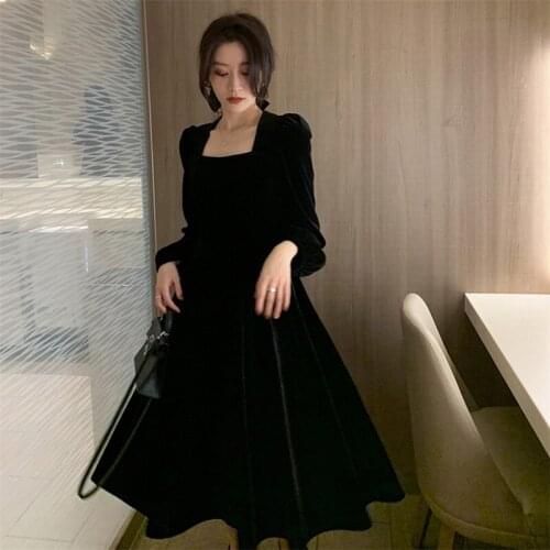 Autumn Womens Casual Loose Velvet Midi Dress Winter long Sleeve Velour Warm Dress Female Party Dresses Vestidos Plus Size S-6XL