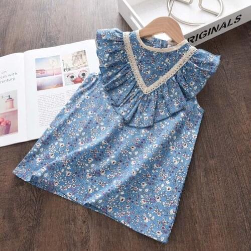 Girls Sleeveless Dresses 2021 New Fashion Ruffles Casual Vestidos Childrens Summer Floral Clothes Kids Elegant Princess Dress